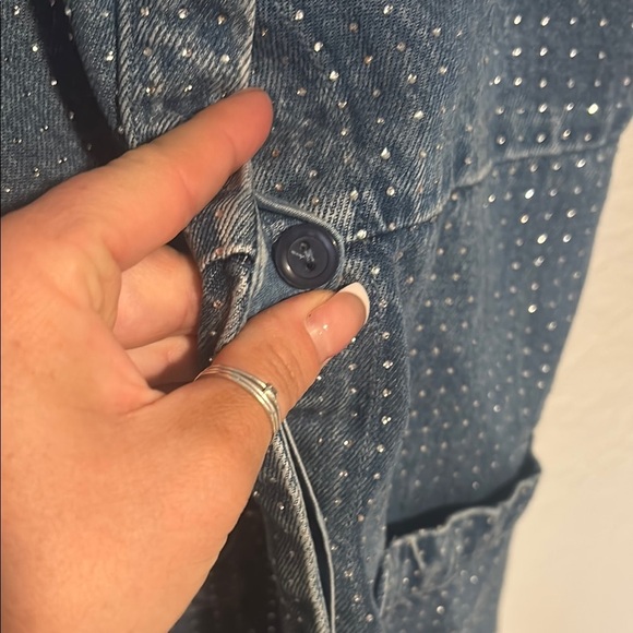 NEW YOUNG FABULOUS & BROKE DENIM RHINESTONE WINSLOW MINI DRESS - Picture 4 of 12